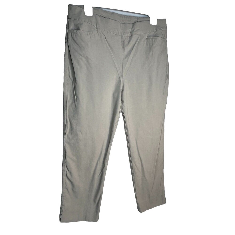 Chicos Pants Tan Khaki Spandex Stretchy Pull on  Womens 1.5 Ankle Leg 10 S (15)
